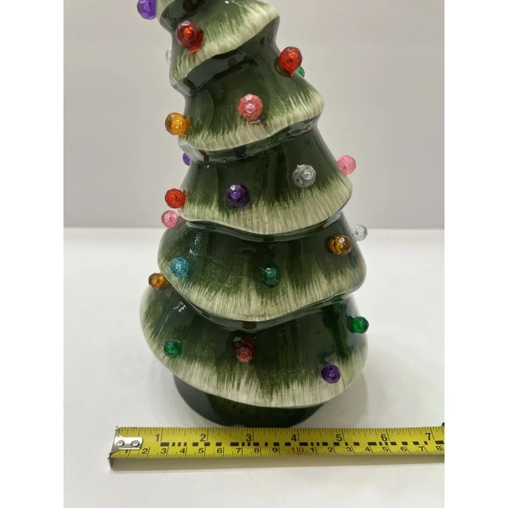 Christmas Whimsical Bent Christmas Tree Ceramic Light-Up Green 10